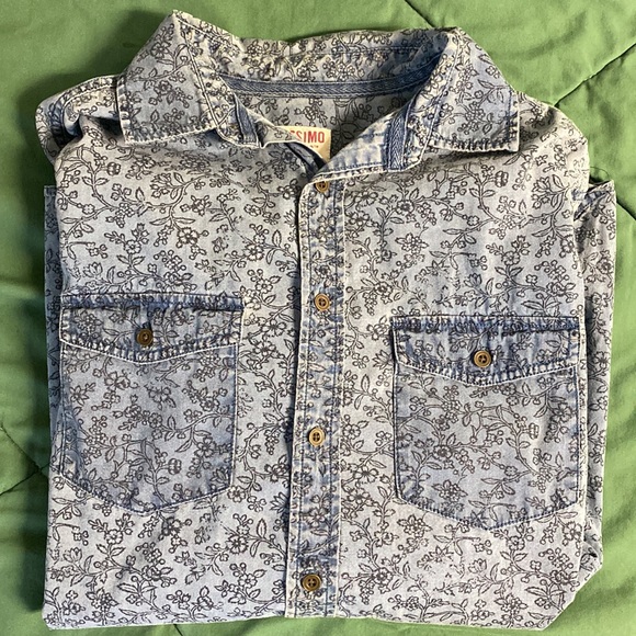 Denim Shirt with Flower Pattern - Picture 4 of 5